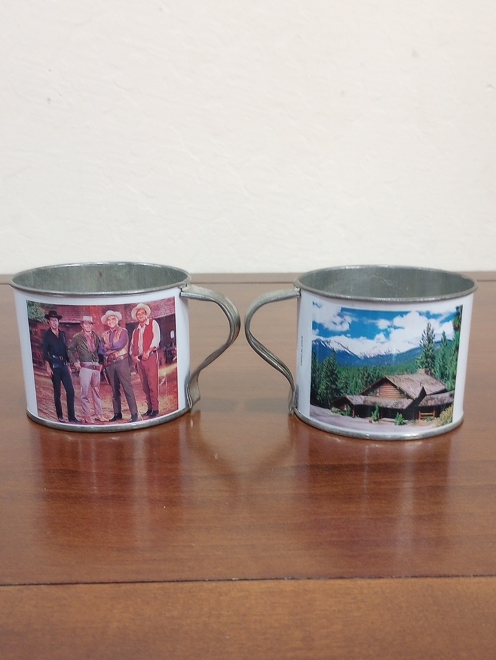 Ponderosa Ranch "Bonanza" Metal Cups, Set Of 2 - Vintage!